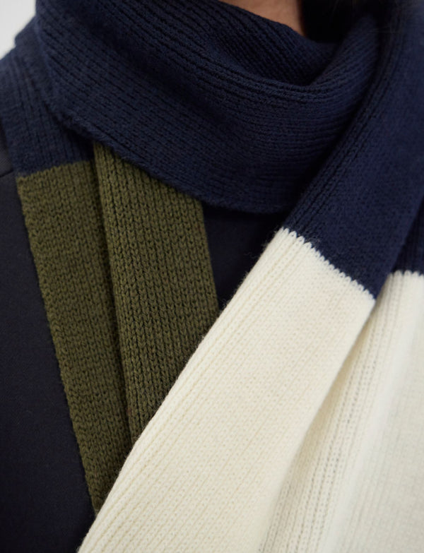 Ines De La Fressange Écharpe Ysée En Laine Marine Kaki Et écrue