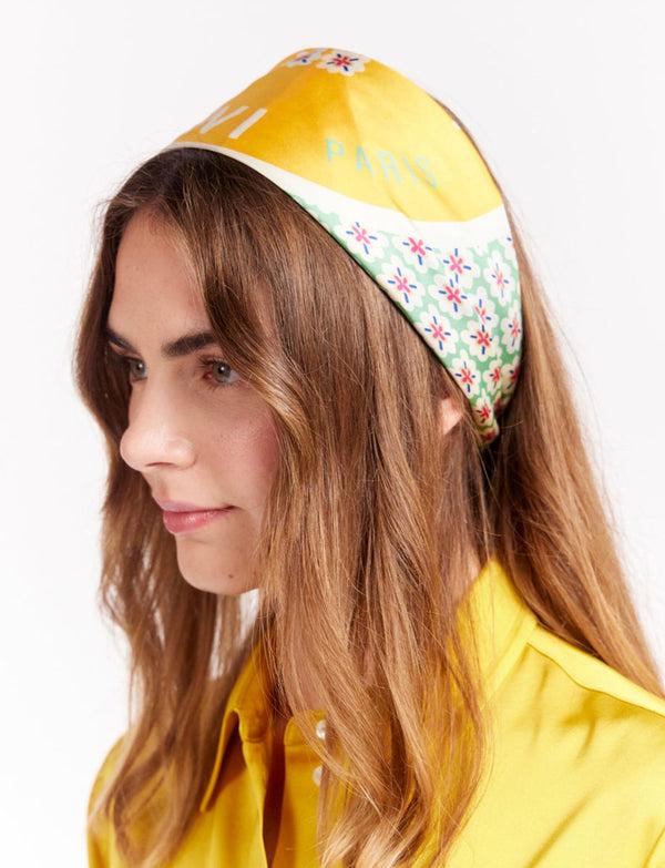 Ines De La Fressange Foulard Lewis Soie Imprimé Jaune à Fleurs