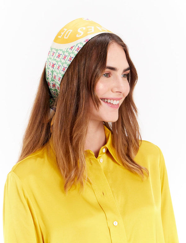 Ines De La Fressange Foulard Lewis Soie Imprimé Jaune à Fleurs