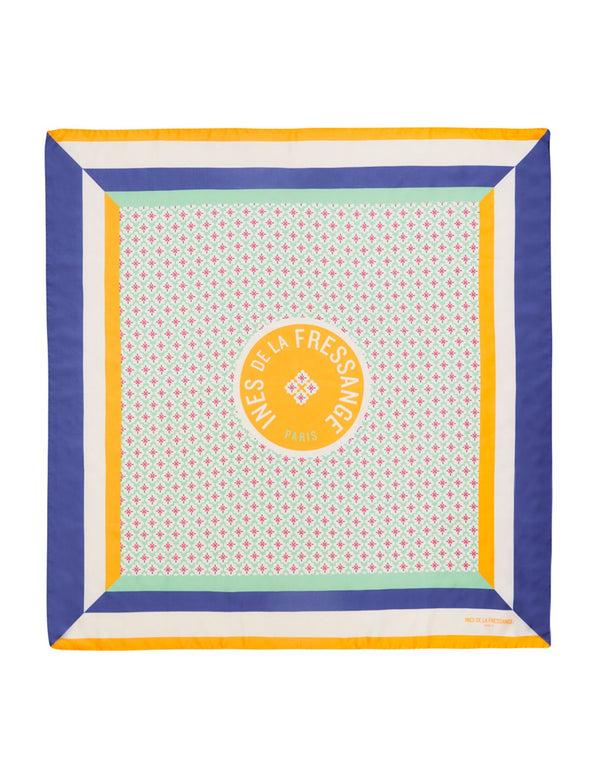 ines de la fressange Foulard Lewis soie imprimé jaune à fleurs