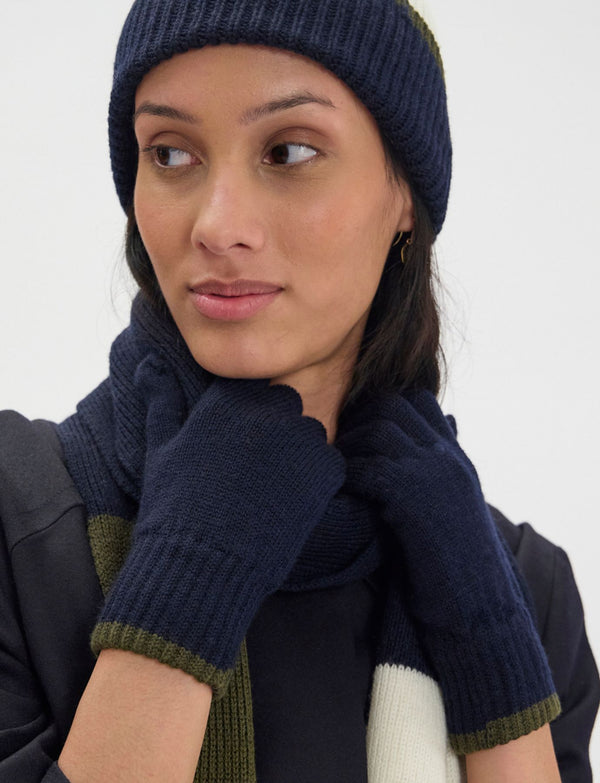 Ines De La Fressange Gants Bahia En Maille Marine Filet Kaki