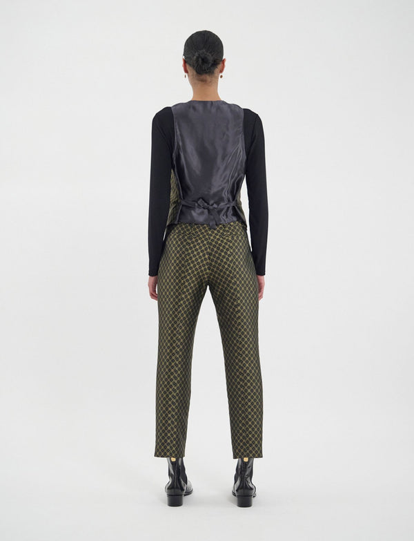 Ines De La Fressange Gilet Robinson Tissage Jacquard Noir Et Doré