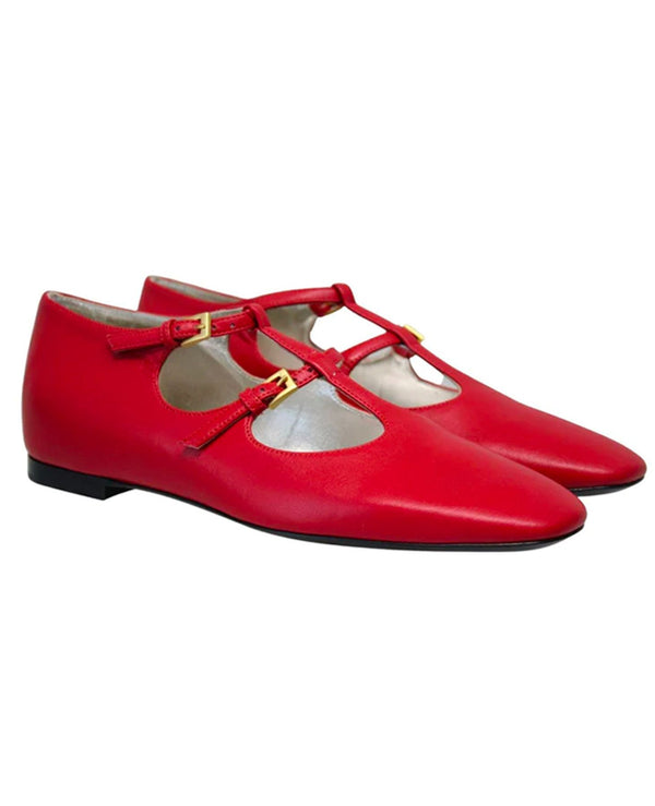 Ines De La Fressange Babies En Cuir Rouges