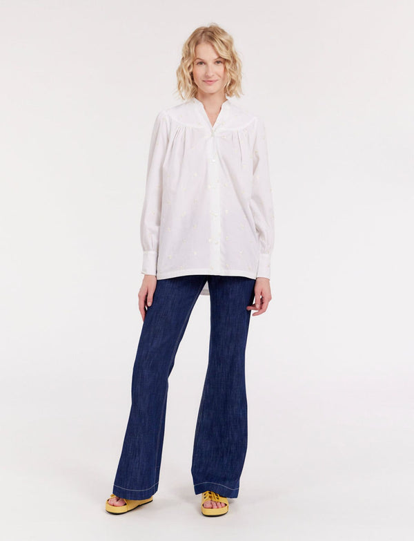 Ines De La Fressange Blouse Ornella Brodée Blanche