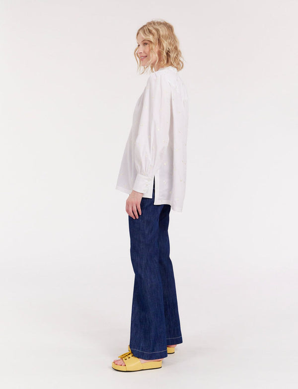 Ines De La Fressange Blouse Ornella Brodée Blanche