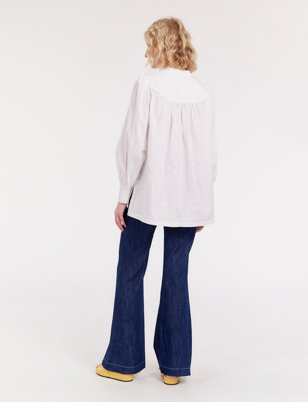 Ines De La Fressange Blouse Ornella Brodée Blanche