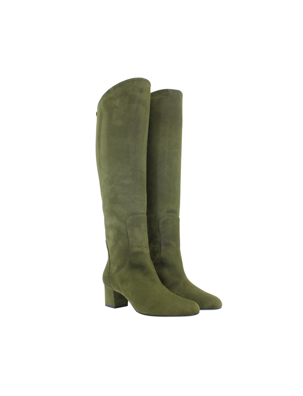 Ines De La Fressange Bottes à Talons Kaki En Suède