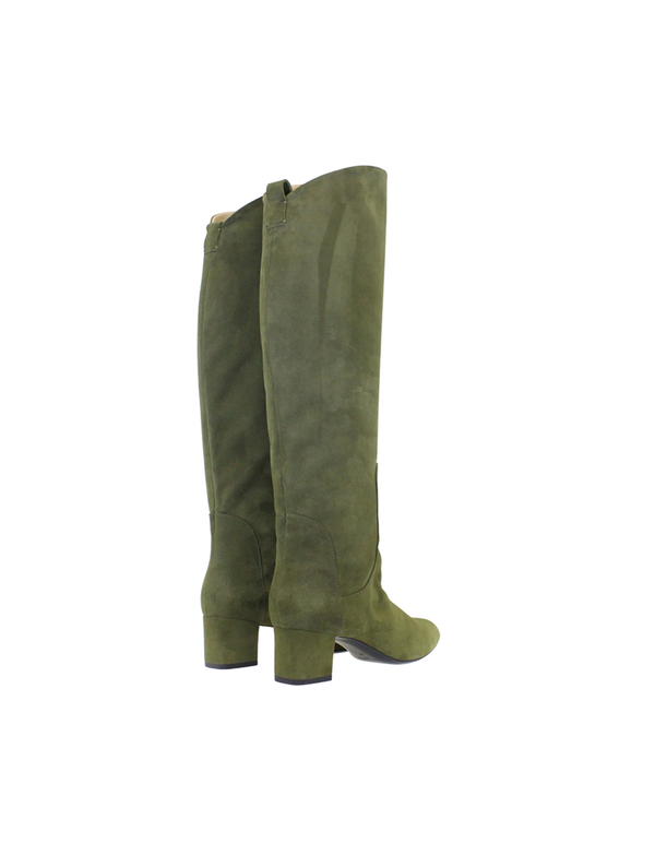 Ines De La Fressange Bottes à Talons Kaki En Suède