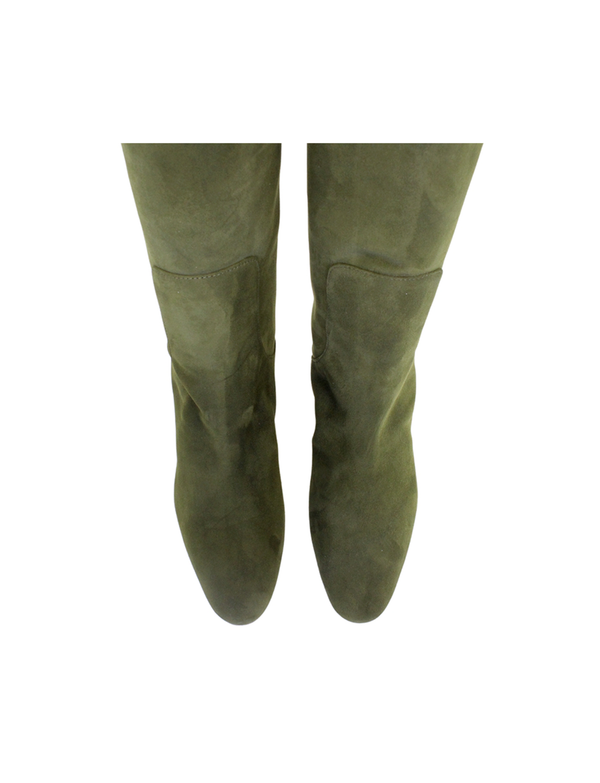 Ines De La Fressange Bottes à Talons Kaki En Suède