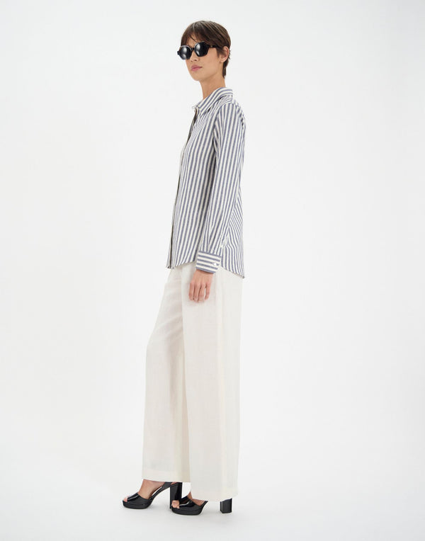 Ines De La Fressange Chemise Martin En Coton Bleue