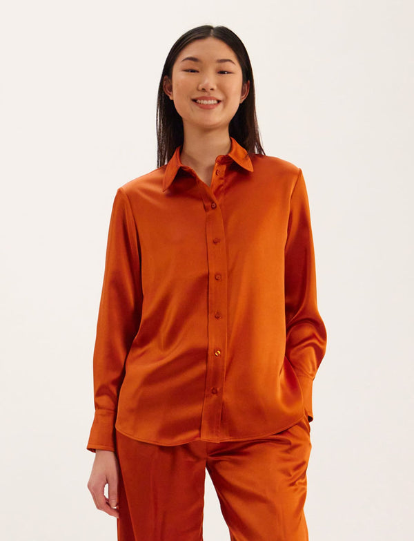Ines De La Fressange Chemise Maureen Orange Brûlé