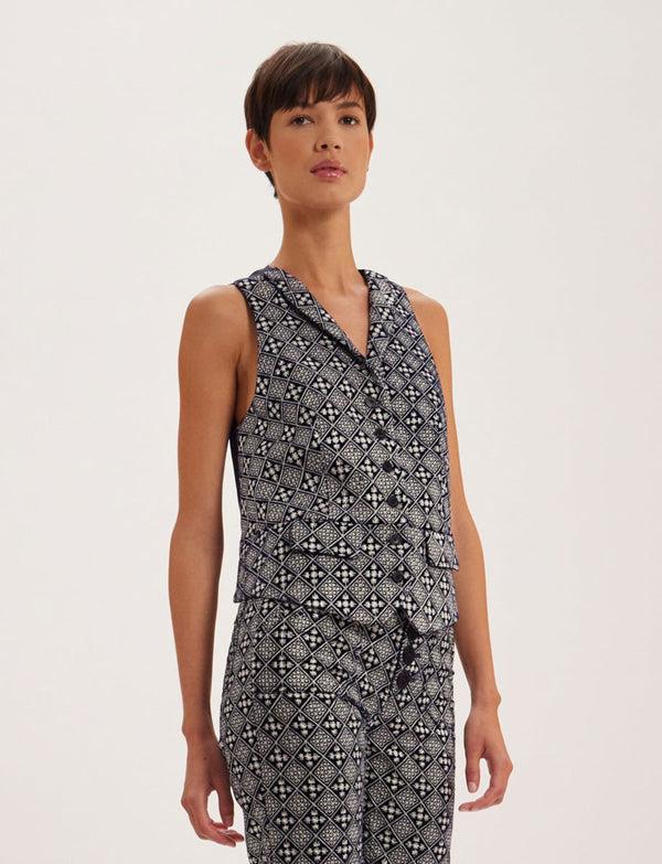 Ines De La Fressange Gilet Robinson Bleu Et Blanc