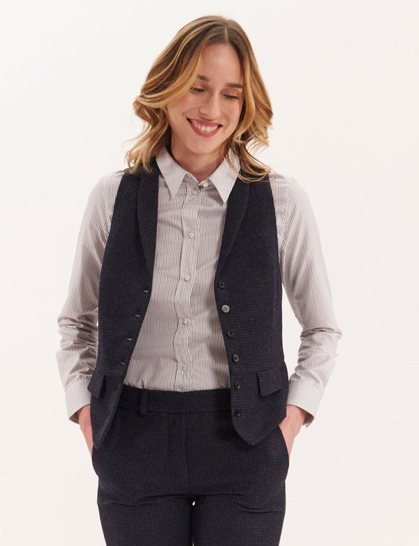 Ines De La Fressange Gilet Robinson Noir Et Bleu