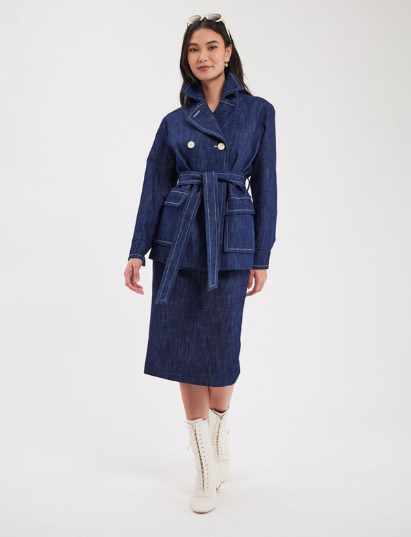 Ines De La Fressange Manteau Romaric Bleu Denim