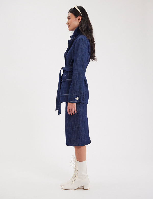 Ines De La Fressange Manteau Romaric Bleu Denim