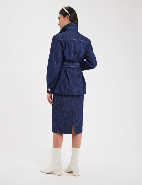 Ines De La Fressange Manteau Romaric Bleu Denim