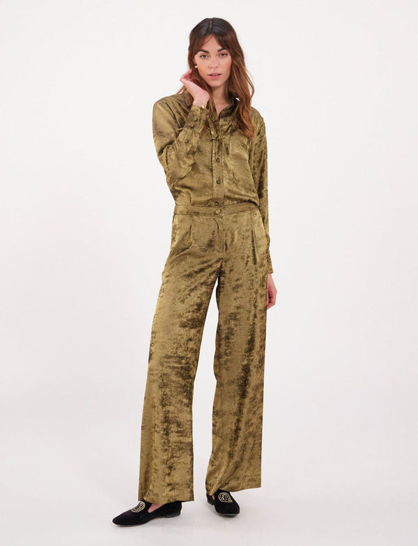 Ines De La Fressange Pantalon Ernestine Or Lamé