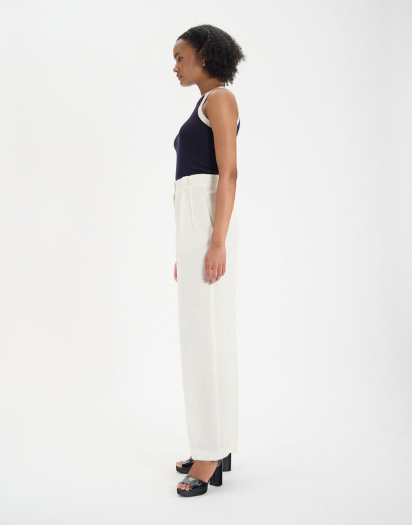 Ines De La Fressange Pantalon Marlène En Lin Blanc