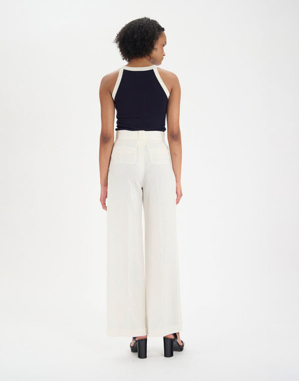 Ines De La Fressange Pantalon Marlène En Lin Blanc
