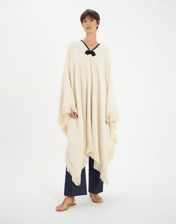 Ines De La Fressange Poncho Gonzalo En Coton écru