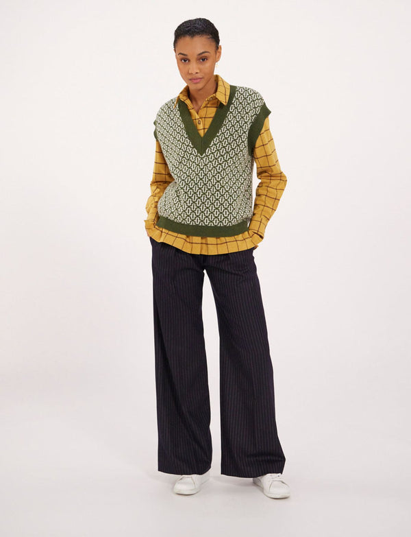 Ines De La Fressange Pull Hailey écru/ Kaki Laine