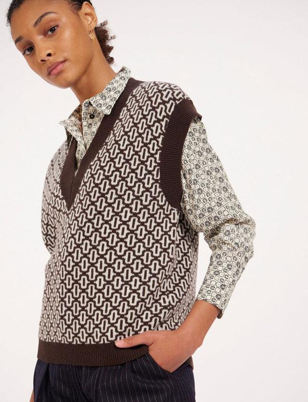 Ines De La Fressange Pull Hailey Marron Laine