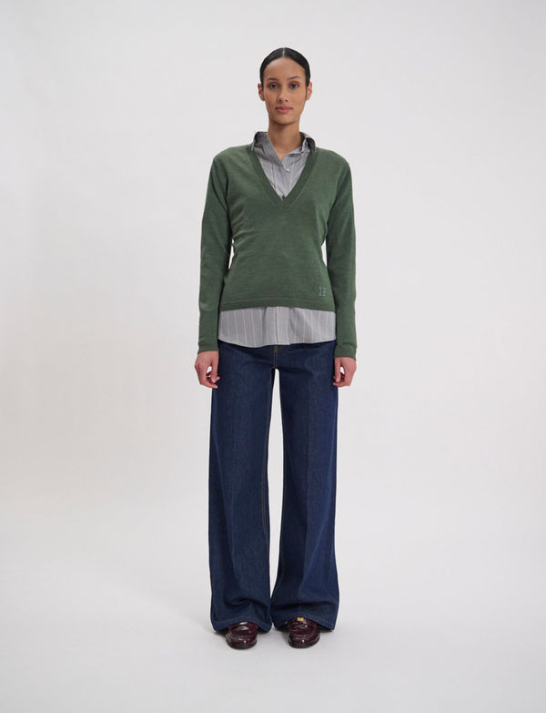 Ines De La Fressange Pull Maille Fine Morgana Kaki