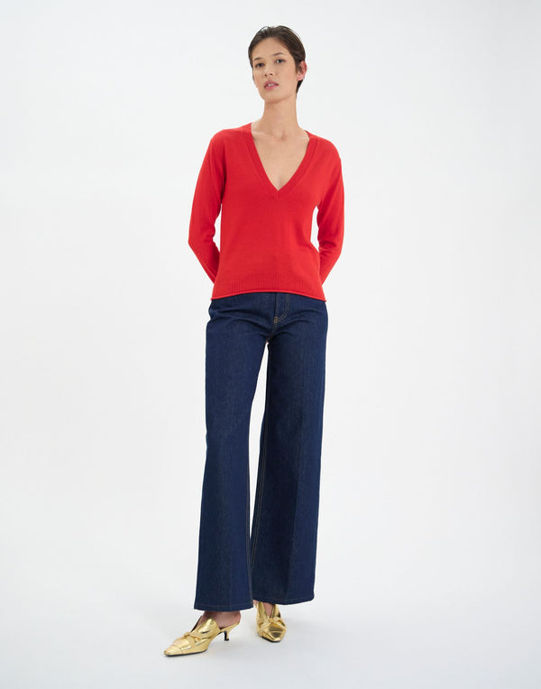 Ines De La Fressange Pull Morcant En Laine Rouge