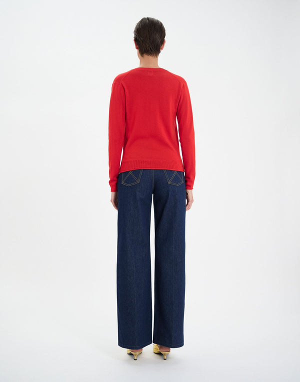 Ines De La Fressange Pull Morcant En Laine Rouge