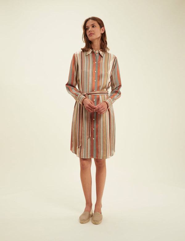 Ines De La Fressange Robe Amour Rayée Camel