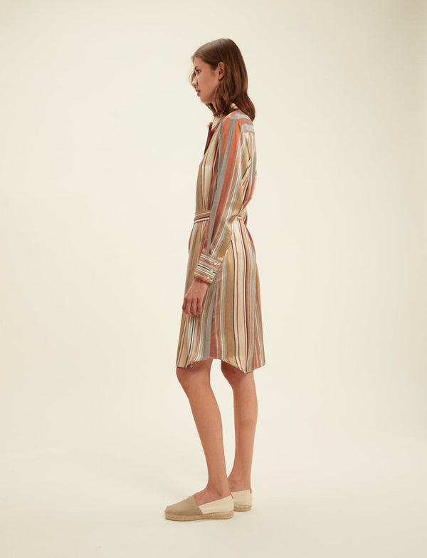 Ines De La Fressange Robe Amour Rayée Camel