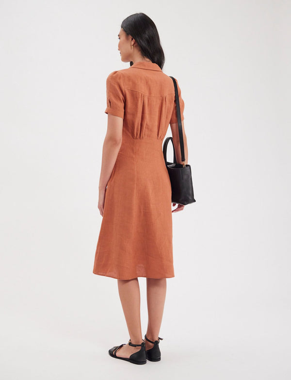 Ines De La Fressange Robe Angèle En Lin Caramel