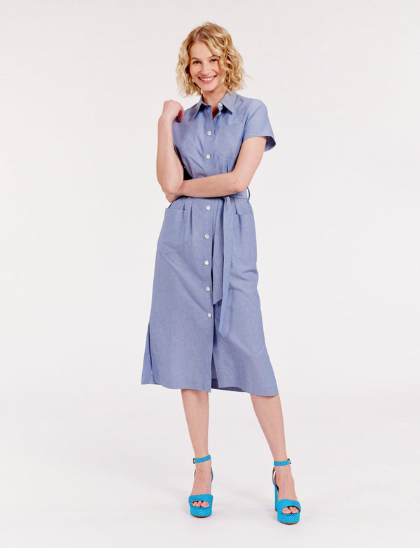 Ines De La Fressange Robe Ethel Droite Bleue