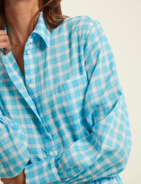 Ines De La Fressange Robe Léna Vichy Turquoise