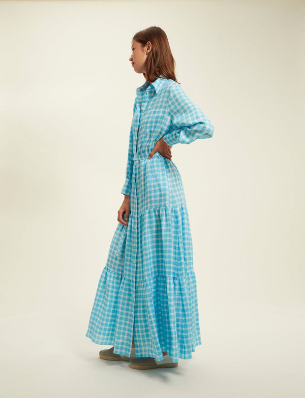 Ines De La Fressange Robe Léna Vichy Turquoise