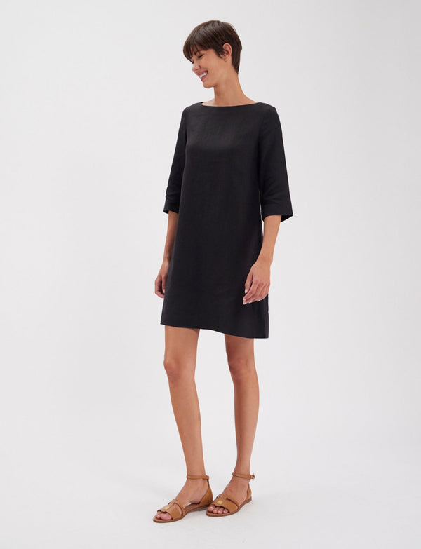 Ines De La Fressange Robe Megane Noire En Lin