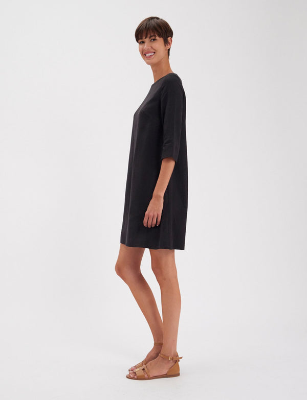 Ines De La Fressange Robe Megane Noire En Lin