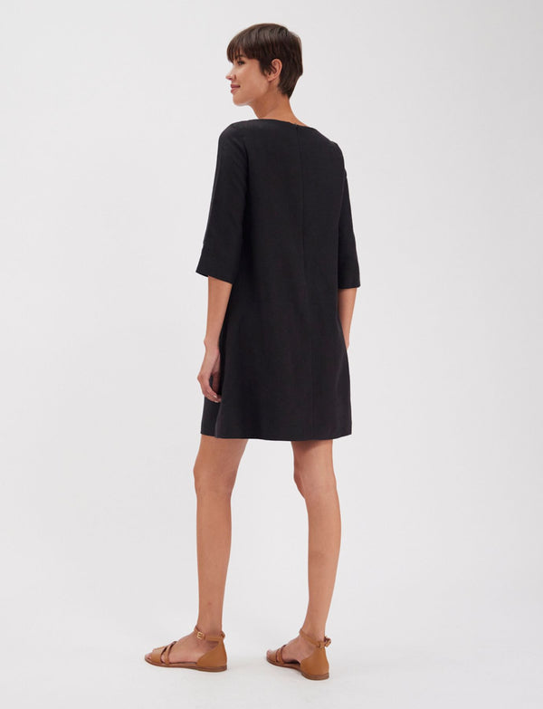 Ines De La Fressange Robe Megane Noire En Lin