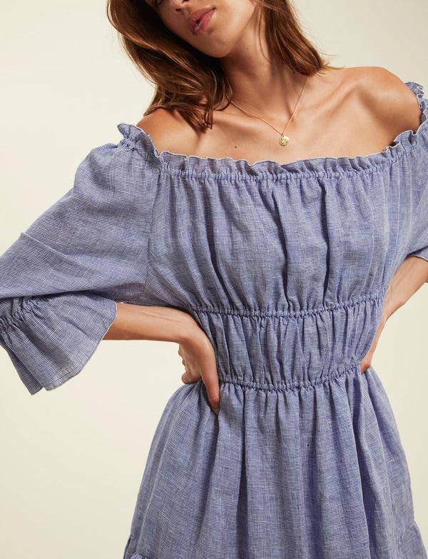 Ines De La Fressange Robe Palmina Bleue En Lin