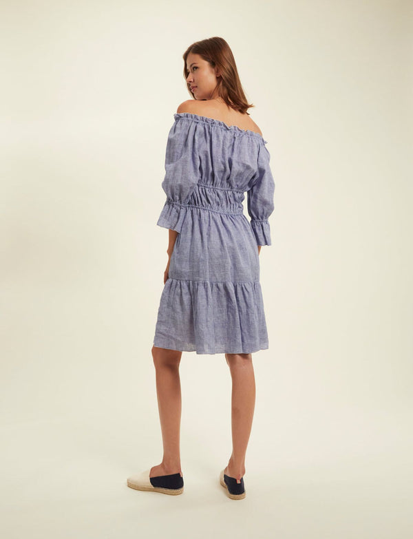 Ines De La Fressange Robe Palmina Bleue En Lin