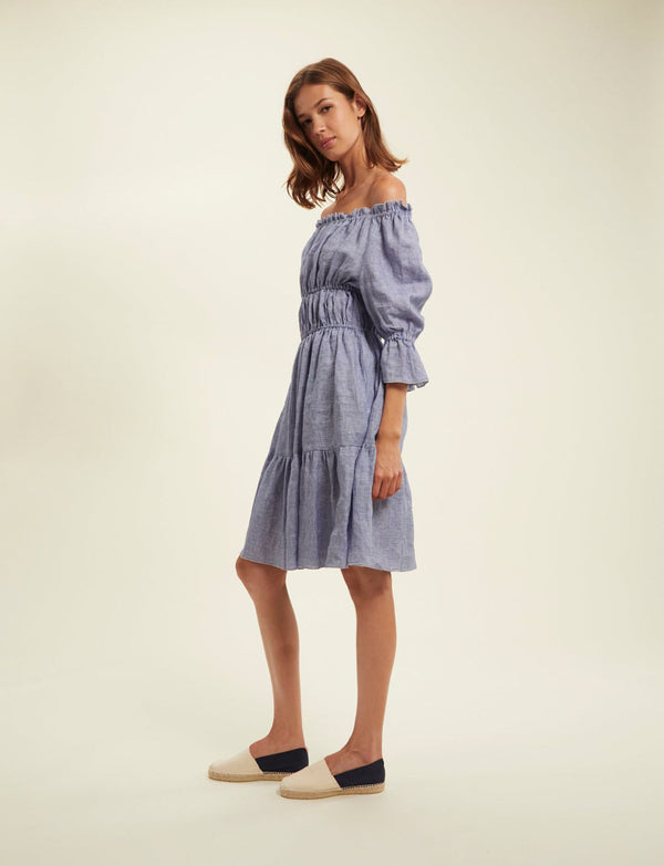 Ines De La Fressange Robe Palmina Bleue En Lin