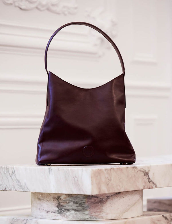 Ines De La Fressange Sac Léonore M Cuir Bordeaux