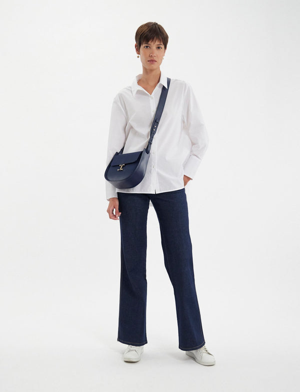 Ines De La Fressange Sac Senda Cuir Bleu Nuit