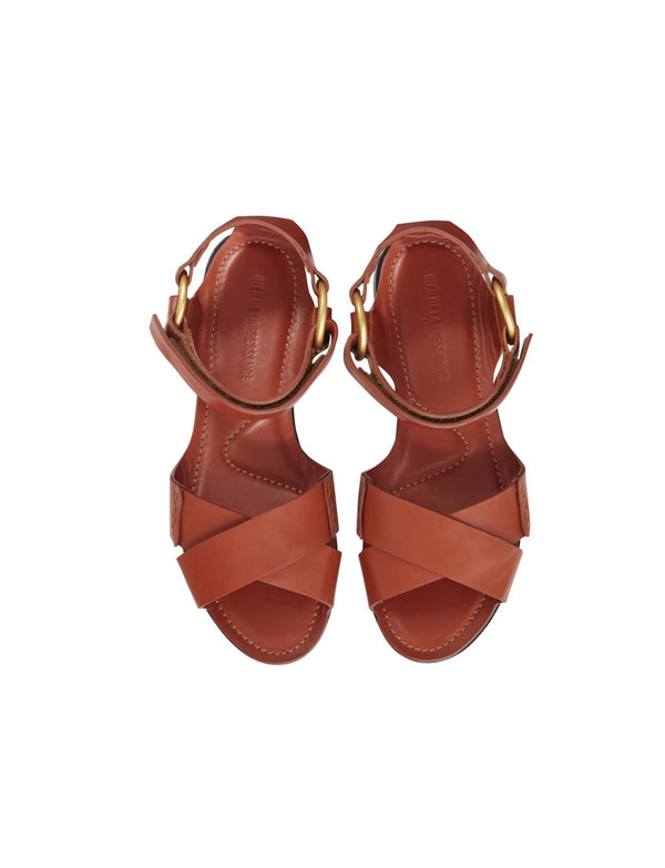 Ines De La Fressange Sandale Plate Cognac