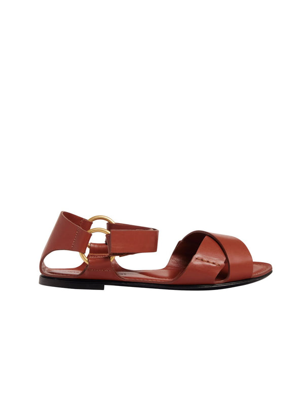 ines de la fressange Sandale plate cognac