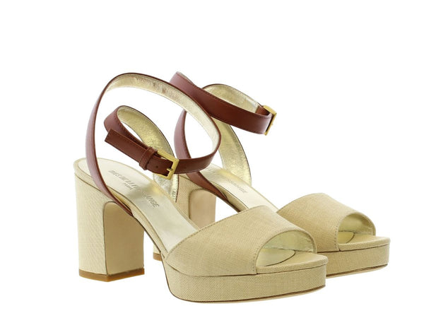 Ines De La Fressange Sandales à Talons Cuir Cognac