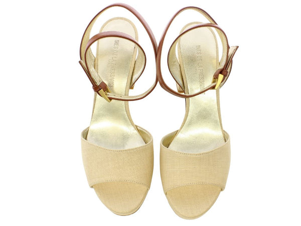 Ines De La Fressange Sandales à Talons Cuir Cognac