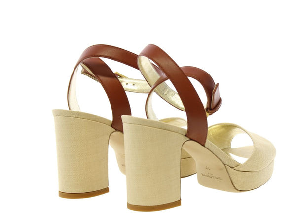 Ines De La Fressange Sandales à Talons Cuir Cognac