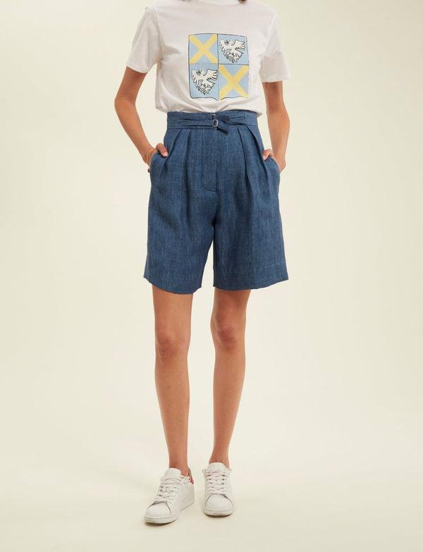 Ines De La Fressange Short Prune Bleu Denim