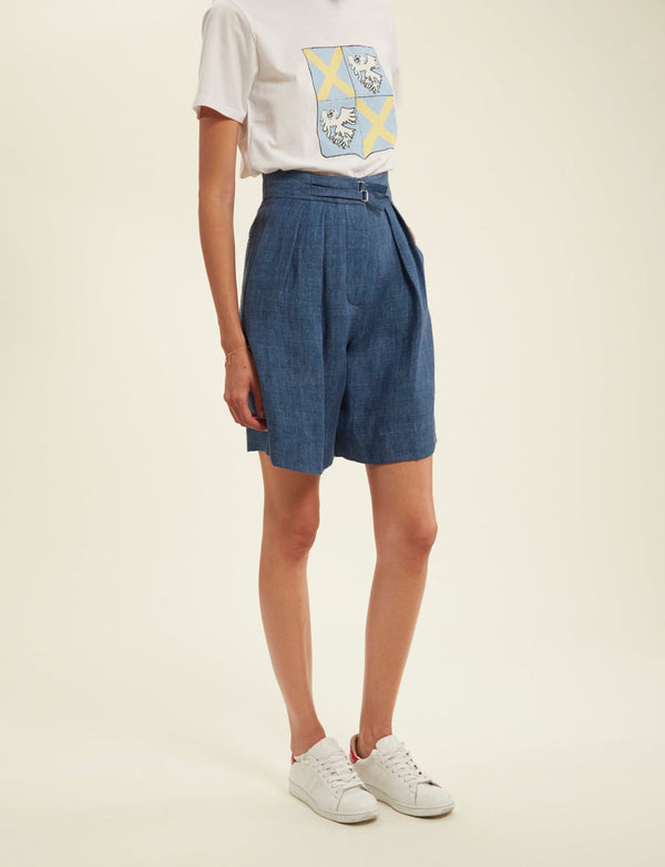 Ines De La Fressange Short Prune Bleu Denim